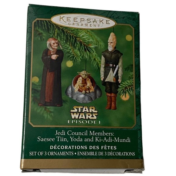 Hallmark Star Wars Jedi Council Saesee Tiin Yoda Ki-Adi-Mundi 3 Ornament Set - Picture 1 of 7